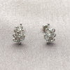 Arete Dormilona 02.310.0222 Rodio Laminado, Diseño de Ãrbol y Oja, con Micro Pave Blanca y Zirconia Cubica Blanca, Pulido, Rodinado