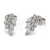 Arete Dormilona 02.310.0222 Oro Laminado Blanco, Diseño de Ãrbol y Oja, con Micro Pave Blanca y Zirconia Cubica Blanca, Pulido, Rodinado