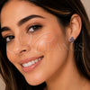 Arete Dormilona 02.310.0225 Rodio Laminado, Diseño de Cruz, con Zirconia Cubica Multicolor, Pulido, Rodinado
