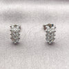 Arete Dormilona 02.310.0226 Rodio Laminado, Diseño de Oja, con Zirconia Cubica Blanca, Pulido, Rodinado