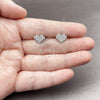 Arete Dormilona 02.310.0228 Rodio Laminado, Diseño de Corazón, con Zirconia Cubica Blanca, Pulido, Rodinado