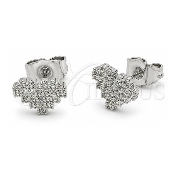 Arete Dormilona 02.310.0228 Oro Laminado Blanco, Diseño de Corazón, con Zirconia Cubica Blanca, Pulido, Rodinado