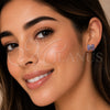 Arete Dormilona 02.310.0043.1 Rodio Laminado, Diseño de Baguette, con Zirconia Cubica Amatista, Pulido, Rodinado