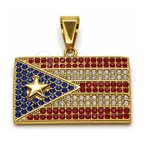 Dije Elegante 05.259.0007 Acero Inoxidable, Diseño de Estrella, con Cristal Multicolor, Pulido, Tono Dorado