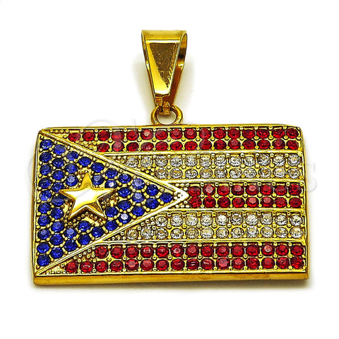 Dije Elegante 05.259.0007 Acero Inoxidable, Diseño de Estrella, con Cristal Multicolor, Pulido, Tono Dorado