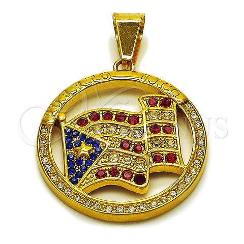 Dije Elegante 05.259.0009 Acero Inoxidable, Diseño de Estrella, con Cristal Multicolor, Pulido, Tono Dorado