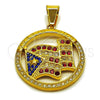 Dije Elegante 05.259.0009 Acero Inoxidable, Diseño de Estrella, con Cristal Multicolor, Pulido, Tono Dorado