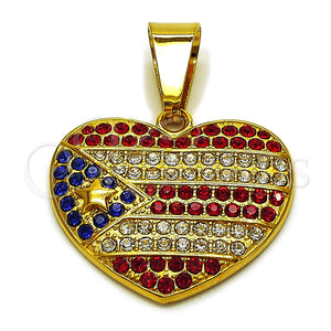 Dije Elegante 05.259.0010 Acero Inoxidable, Diseño de Corazón y Estrella, con Cristal Multicolor, Pulido, Tono Dorado