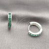 Argolla Huggie 02.282.0143.16 Rodio Laminado, con Zirconia Cubica Verde, Pulido, Tono Plateado