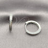 Argolla Huggie 02.282.0101.1.20 Rodio Laminado, con Micro Pave Blanca, Pulido, Rodinado