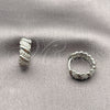 Argolla Huggie 02.282.0145.14 Rodio Laminado, con Micro Pave Blanca, Pulido, Rodinado