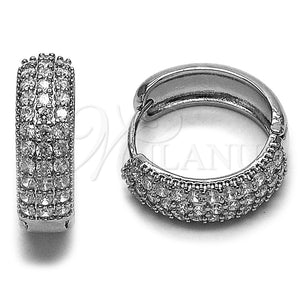 Argolla Huggie 02.282.0146.20 Rodio Laminado, con Zirconia Cubica Blanca, Pulido, Rodinado