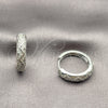 Argolla Huggie 02.282.0147.20 Rodio Laminado, con Micro Pave Blanca, Pulido, Rodinado