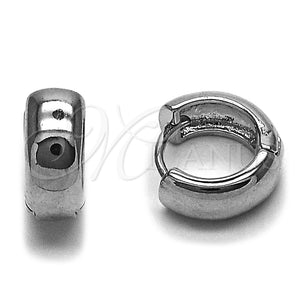 Argolla Huggie 02.282.0153.14 Rodio Laminado, Pulido, Rodinado