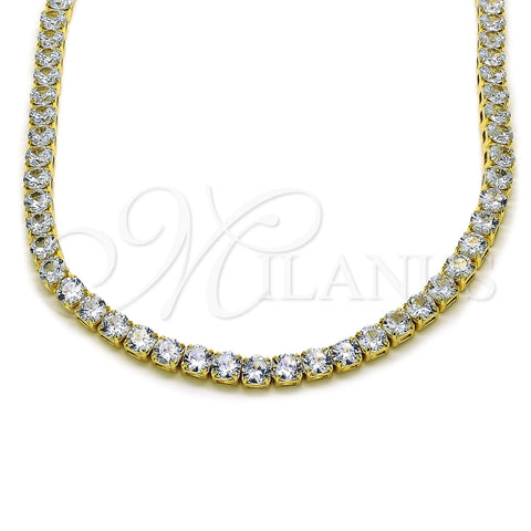 Gargantilla Elegante 04.130.0002.12 Oro Laminado, con Zirconia Cubica Blanca, Pulido, Tono Dorado (Grosor 06 MM, 12 Pulgadas de Largo)