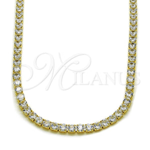 Gargantilla Elegante 03.130.0002.4.12 Oro Laminado, con Zirconia Cubica Blanca, Pulido, Tono Dorado (Grosor 04 MM, 12 Pulgadas de Largo)