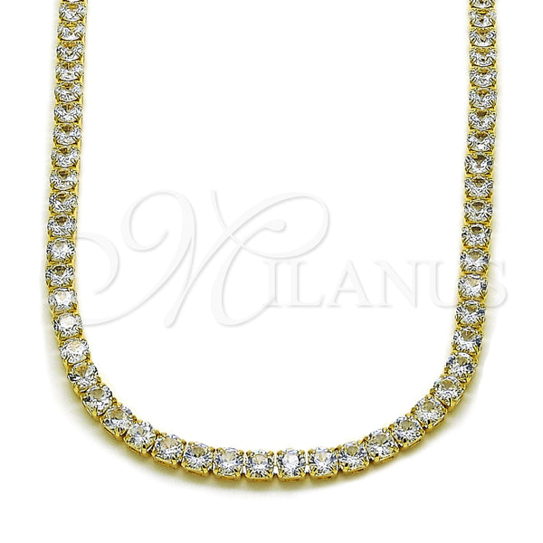 Gargantilla Elegante 03.130.0002.4.12 Oro Laminado, con Zirconia Cubica Blanca, Pulido, Tono Dorado (Grosor 04 MM, 12 Pulgadas de Largo)
