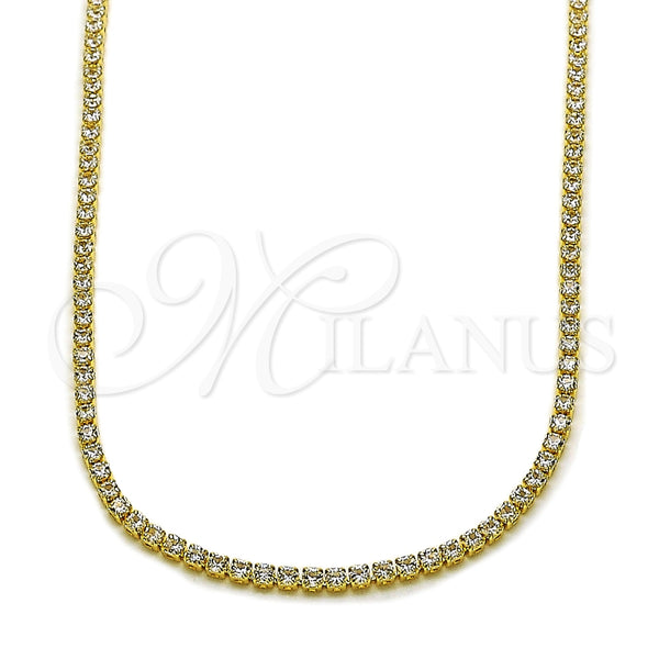 Gargantilla Elegante 03.130.0006.12 Oro Laminado, con Zirconia Cubica Blanca, Pulido, Tono Dorado (Grosor 02 MM, 12 Pulgadas de Largo)