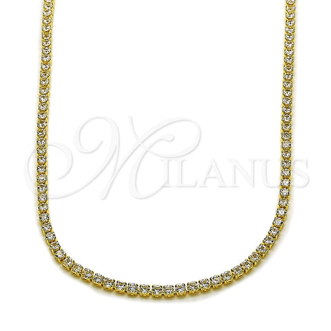 Gargantilla Elegante 03.130.0006.12 Oro Laminado, con Zirconia Cubica Blanca, Pulido, Tono Dorado (Grosor 02 MM, 12 Pulgadas de Largo)