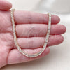 Gargantilla Elegante 04.130.0003.12 Oro Laminado, Diseño de Baguette, con Zirconia Cubica Blanca, Pulido, Tono Dorado (Grosor 03.6 MM, 12 Pulgadas de Largo)