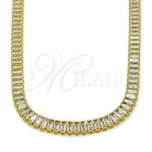Gargantilla Elegante 03.130.0045.12 Oro Laminado, Diseño de Baguette, con Zirconia Cubica Blanca, Pulido, Tono Dorado (Grosor 06.9 MM, 12 Pulgadas de Largo)