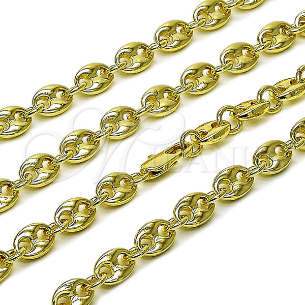 Gargantilla Elegante 04.213.0375.24 Oro Laminado, Diseño de Puff Mariner, Pulido, Tono Dorado (Grosor 07.2 MM, 24 Pulgadas de Largo)