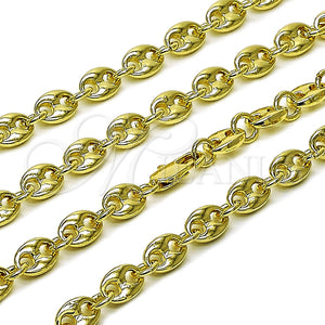 Gargantilla Elegante 04.213.0375.24 Oro Laminado, Diseño de Puff Mariner, Pulido, Tono Dorado (Grosor 07.2 MM, 24 Pulgadas de Largo)
