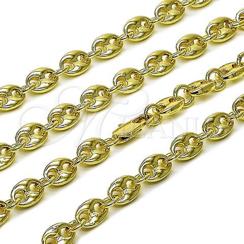 Gargantilla Elegante 04.213.0375.24 Oro Laminado, Diseño de Puff Mariner, Pulido, Tono Dorado (Grosor 07.2 MM, 24 Pulgadas de Largo)