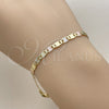 Pulsera Elegante 04.213.0247.1.08 Oro Laminado, Diseño de Mariner, Pulido, Tres Tonos (Grosor 04 MM, 8 Pulgadas de Largo)