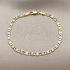 Pulsera Elegante 04.213.0247.1.08 Oro Laminado, Diseño de Mariner, Pulido, Tres Tonos (Grosor 04 MM, 8 Pulgadas de Largo)