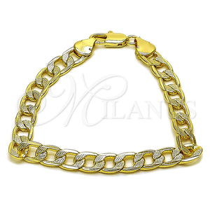 Pulsera Elegante 04.213.0236.07 Oro Laminado, Diseño de Cubana, Pulido, Tono Dorado (Grosor 07.1 MM, 8 Pulgadas de Largo)