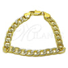 Pulsera Elegante 04.213.0236.07 Oro Laminado, Diseño de Cubana, Pulido, Tono Dorado (Grosor 07.1 MM, 8 Pulgadas de Largo)