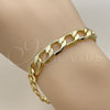 Pulsera Básica 03.213.0448.08 Oro Laminado, Diseño de Cubana Pave, Pulido, Tono Dorado (Grosor 09.2 MM, 8 Pulgadas de Largo)