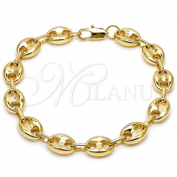 Pulsera Básica 04.213.0345.10 Oro Laminado, Diseño de Puff Mariner, Pulido, Tono Dorado (Grosor 11.3 MM, 10 Pulgadas de Largo)