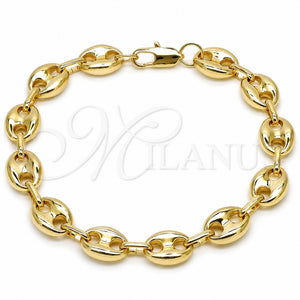 Pulsera Básica 04.213.0345.10 Oro Laminado, Diseño de Puff Mariner, Pulido, Tono Dorado (Grosor 11.3 MM, 10 Pulgadas de Largo)