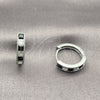 Argolla Huggie 02.282.0154.1.18 Rodio Laminado, con Zirconia Cubica Negro y Blanca, Pulido, Rodinado