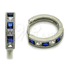 Argolla Huggie 02.282.0154.2.18 Rodio Laminado, con Zirconia Cubica Blanca y Zafiro Azul, Pulido, Rodinado
