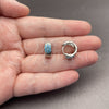 Argolla Huggie 02.282.0155.14 Rodio Laminado, Diseño de Flor y Cluster, con Zirconia Cubica Turquoise, Pulido, Rodinado