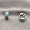 Argolla Huggie 02.282.0155.14 Rodio Laminado, Diseño de Flor y Cluster, con Zirconia Cubica Turquoise, Pulido, Rodinado
