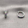 Argolla Huggie 02.282.0157.15 Rodio Laminado, con Zirconia Cubica Multicolor, Pulido, Rodinado