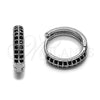 Argolla Huggie 02.282.0157.1.15 Rodio Laminado, con Zirconia Cubica Negro, Pulido, Rodinado