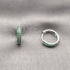 Argolla Huggie 02.282.0157.2.15 Rodio Laminado, con Zirconia Cubica Verde, Pulido, Rodinado