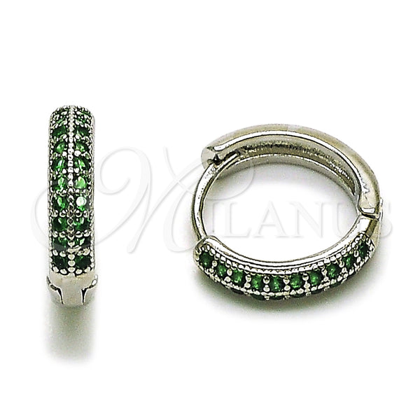 Argolla Huggie 02.282.0157.2.15 Rodio Laminado, con Zirconia Cubica Verde, Pulido, Rodinado