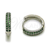 Argolla Huggie 02.282.0157.2.15 Rodio Laminado, con Zirconia Cubica Verde, Pulido, Rodinado