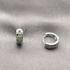 Argolla Huggie 02.282.0160.14 Rodio Laminado, con Zirconia Cubica Verde, Pulido, Rodinado