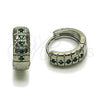 Argolla Huggie 02.282.0160.14 Rodio Laminado, con Zirconia Cubica Verde, Pulido, Rodinado
