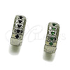 Argolla Huggie 02.282.0160.14 Rodio Laminado, con Zirconia Cubica Verde, Pulido, Rodinado