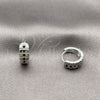 Argolla Huggie 02.282.0160.1.14 Rodio Laminado, con Zirconia Cubica Negro, Pulido, Rodinado