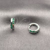 Argolla Huggie 02.282.0162.10 Rodio Laminado, con Zirconia Cubica Verde, Pulido, Rodinado