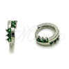 Argolla Huggie 02.282.0162.10 Rodio Laminado, con Zirconia Cubica Verde, Pulido, Rodinado